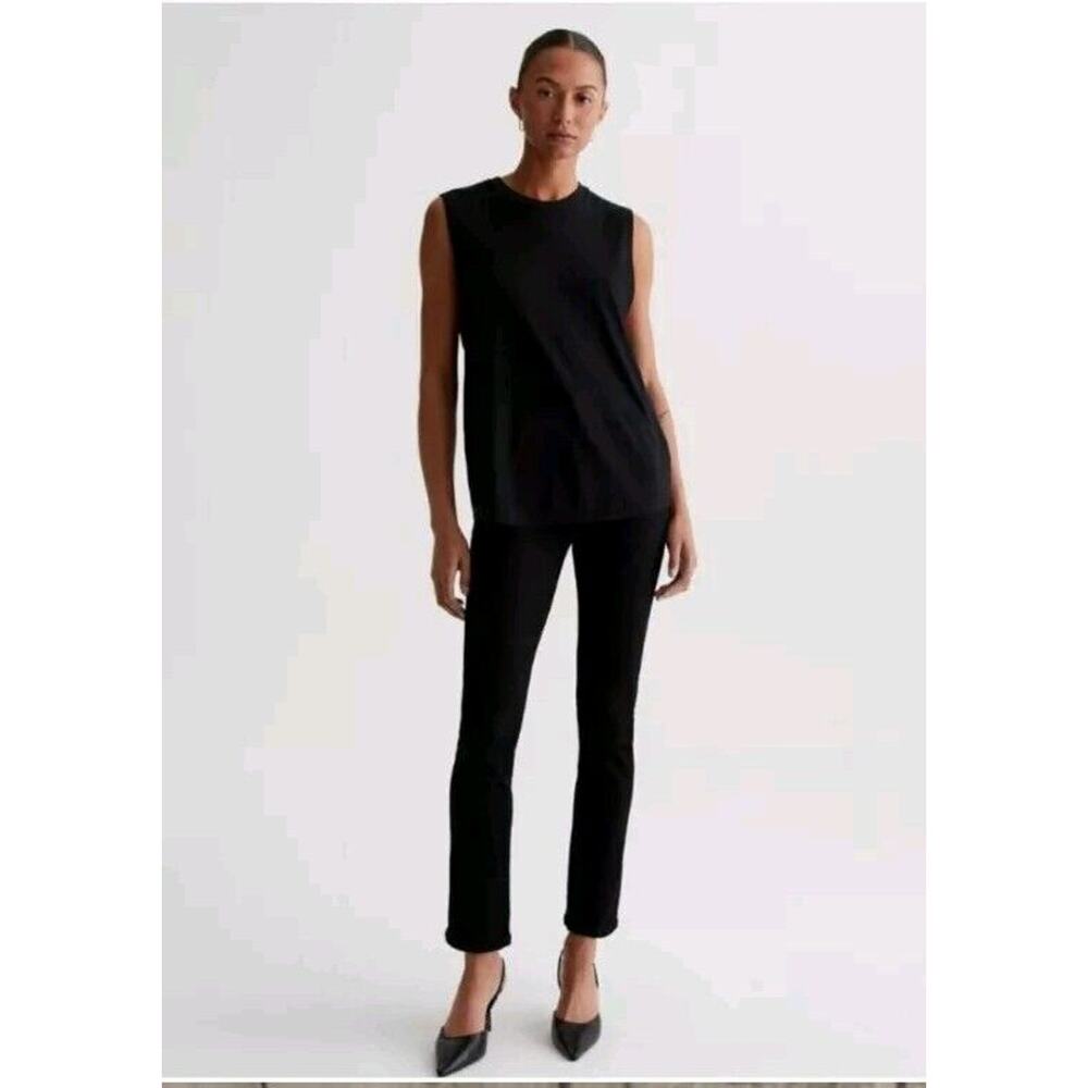 AG Adriano Goldschmied High Rise Straight Mari Tuxedo Velvet Black Size 23 Pant